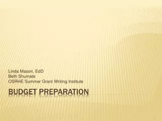 Budget Preparation