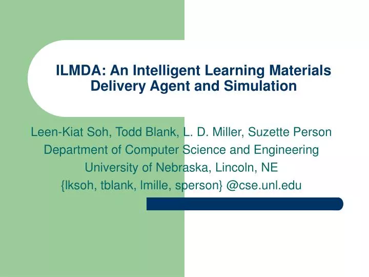 ilmda an intelligent learning materials delivery agent and simulation
