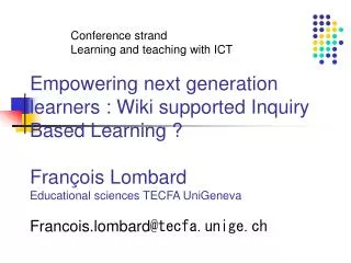 Conference strand Learning and teaching with ICT
