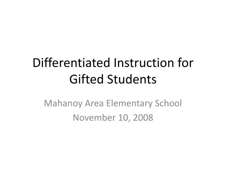 differentiated instruction for gifted students