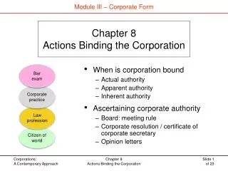 Chapter 8 Actions Binding the Corporation