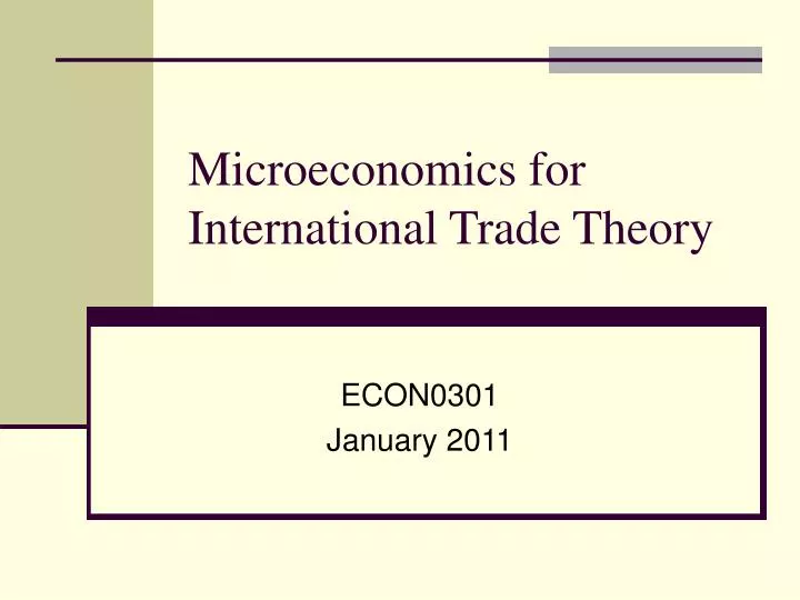 microeconomics for international trade theory