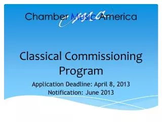 Classical Commissioning Program