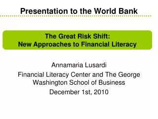 Presentation to the World Bank