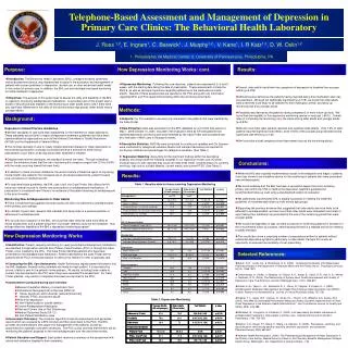 Telephone-Based Assessment and Management of Depression in Primary Care Clinics: The Behavioral Health Laboratory