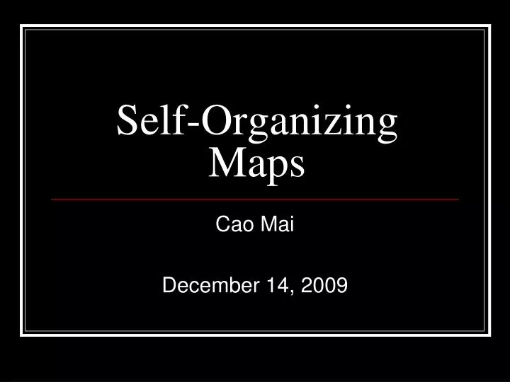 self organizing maps