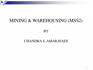 MINING &amp; WAREHOUSING (MSS2) BY CHANDRA S. AMARAVADI