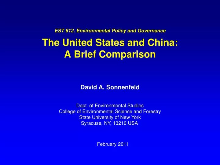 est 612 environmental policy and governance the united states and china a brief comparison