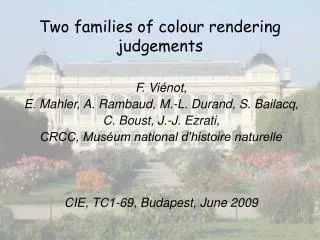 Two families of colour rendering judgements