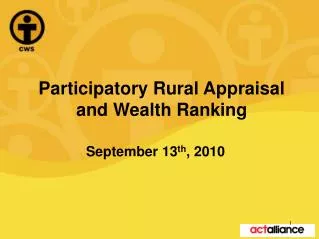 Participatory Rural Appraisal and Wealth Ranking