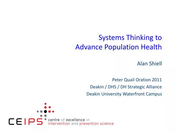 systems thinking to advance population health