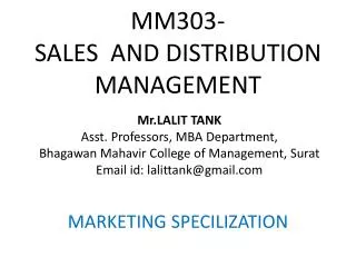 MM303- SALES AND DISTRIBUTION MANAGEMENT