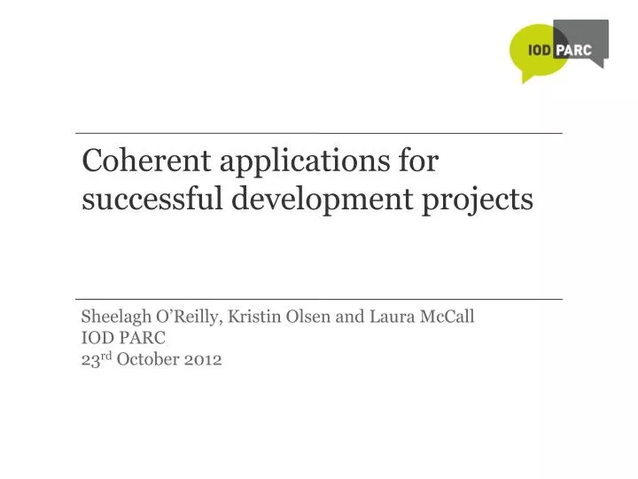 coherent applications for successful development projects