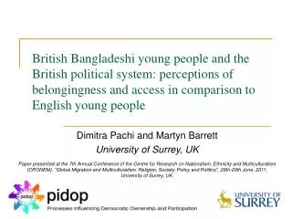 British Bangladeshi young people and the British political system: perceptions of belongingness and access in comparison