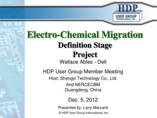 Electro-Chemical Migration Definition Stage Project