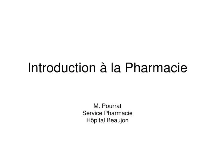 introduction la pharmacie