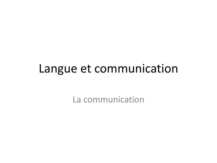 langue et communication