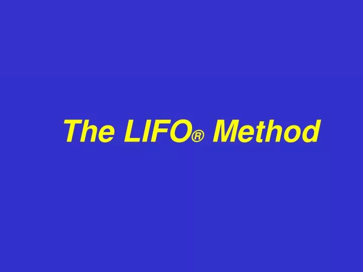 the lifo method