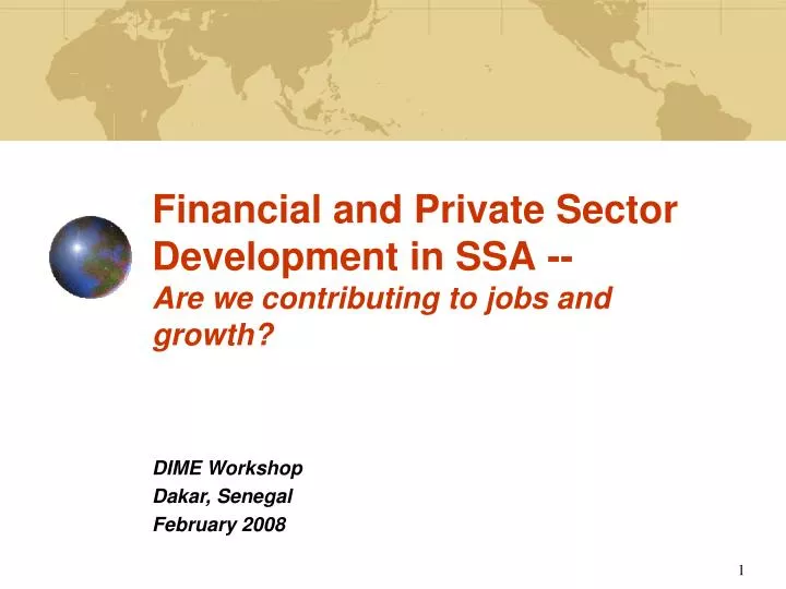 financial and private sector development in ssa are we contributing to jobs and growth