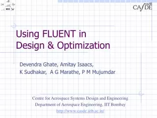 Using FLUENT in Design &amp; Optimization