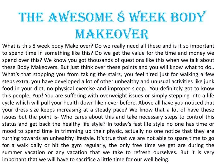 the awesome 8 week body makeover