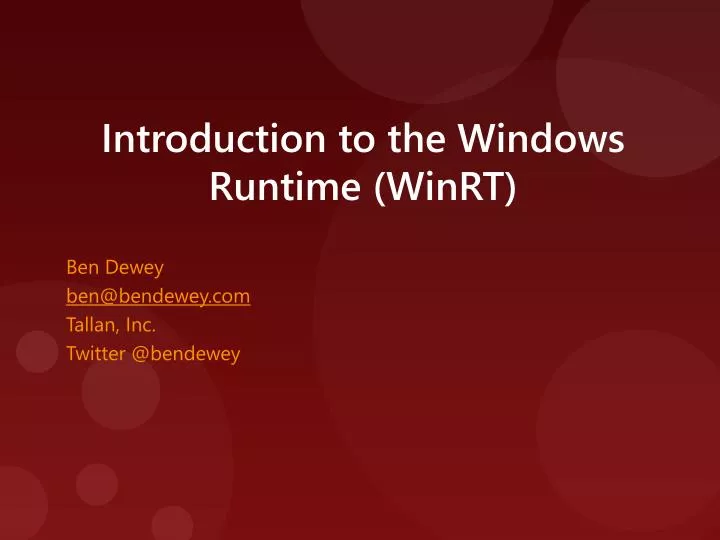introduction to the windows runtime winrt
