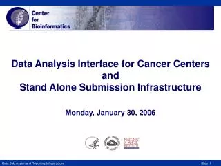 Data Analysis Interface for Cancer Centers and Stand Alone Submission Infrastructure