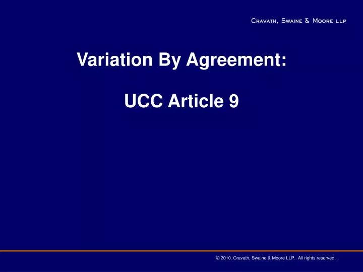 variation by agreement ucc article 9