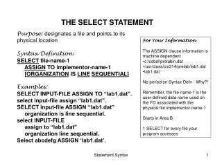 THE SELECT STATEMENT
