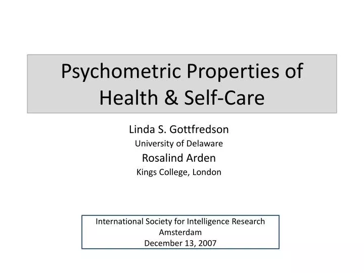 psychometric properties of health self care