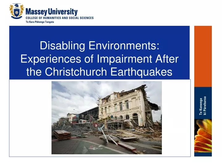 disabling environments experiences of impairment after the christchurch earthquakes