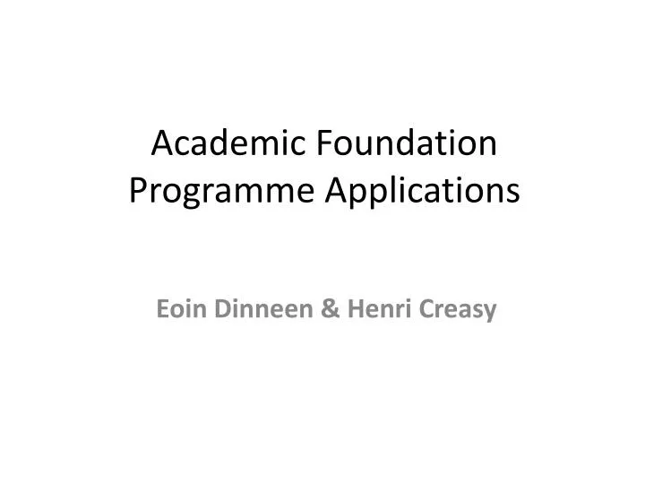 academic foundation programme applications