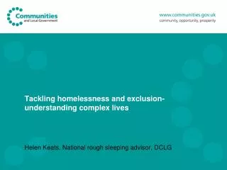 Tackling homelessness and exclusion-understanding complex lives