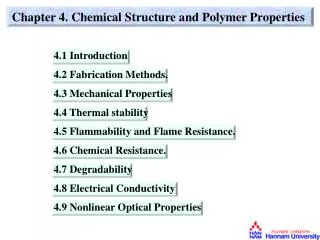 Chapter 4. Chemical Structure and Polymer Properties