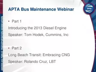 APTA Bus Maintenance Webinar