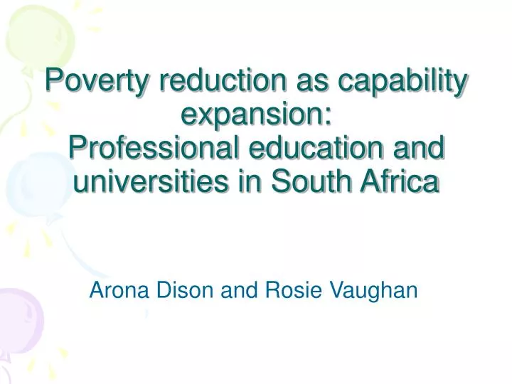 poverty reduction as capability expansion professional education and universities in south africa