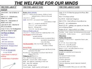 THE WELFARE FOR OUR MINDS