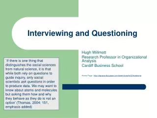 Interviewing and Questioning