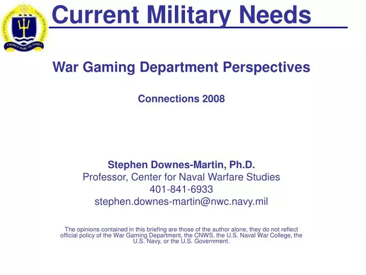 current military needs war gaming department perspectives connections 2008