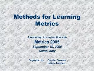 Methods for Learning Metrics