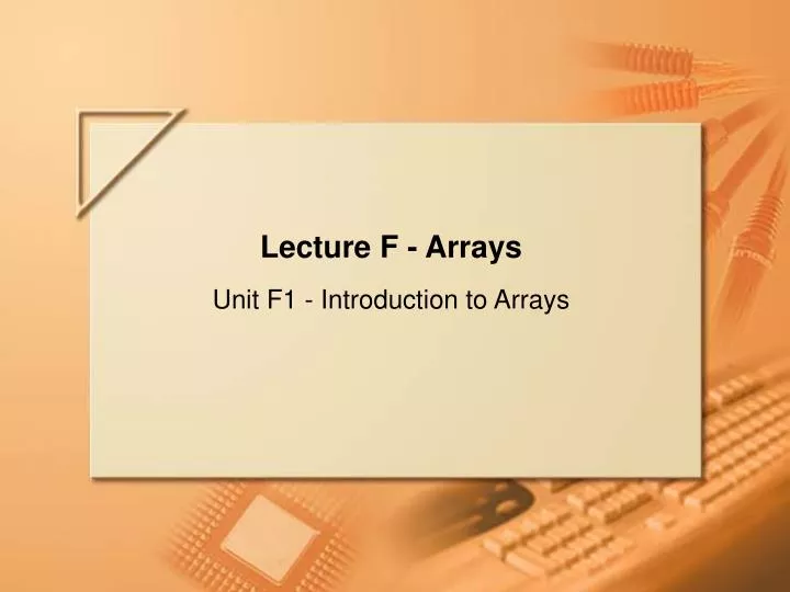 lecture f arrays