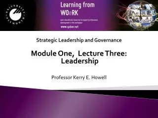 Strategic Leadership and Governance