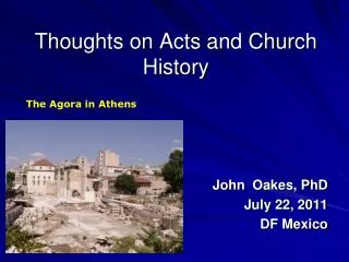 Thoughts on Acts and Church History