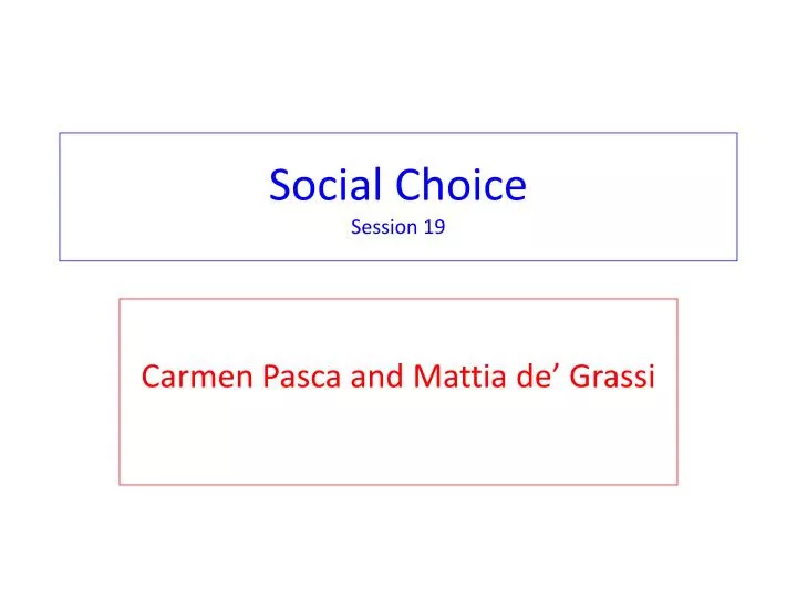 social choice session 19