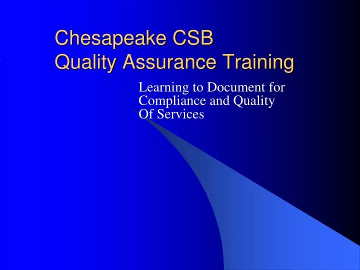 chesapeake csb quality assurance training