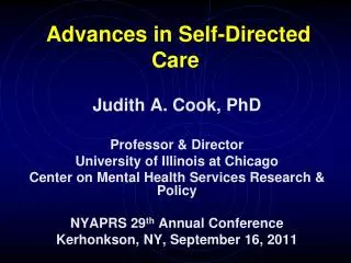 Advances in Self-Directed Care