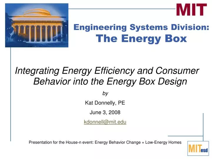engineering systems division the energy box