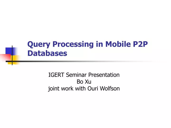 query processing in mobile p2p databases