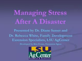 Managing Stress After A Disaster