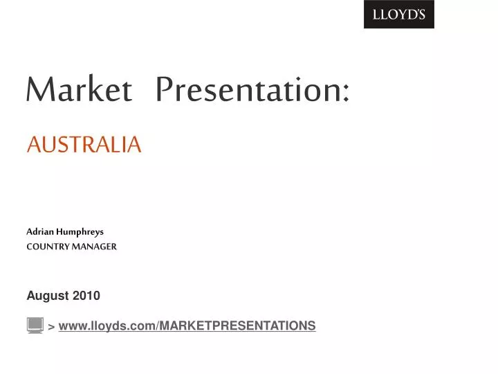 market presentation australia